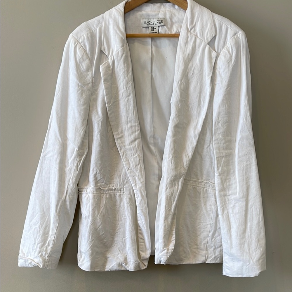 Rachel Zoe White Linen Blend Blazer